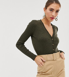 Зеленый топ в рубчик на пуговицах Stradivarius - Синий