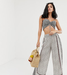 Широкие пляжные брюки с леопардовым принтом River Island - Коричневый