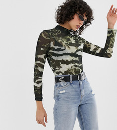 Топ с отворотом и камуфляжным принтом River Island - Зеленый
