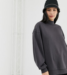 Черный выбеленный трикотажный топ с высоким воротом Bershka - Черный