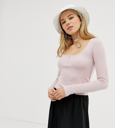 Розовый трикотажный топ с овальным вырезом Bershka - Розовый