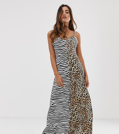 Платье-комбинация макси со звериным принтом Boohoo - Мульти