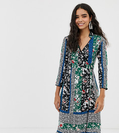 Платье миди с запахом и эклектичным цветочным принтом Miss Selfridge - Зеленый