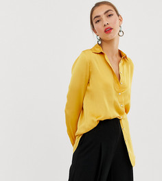 Желтая атласная oversize-рубашка Stradivarius - Желтый