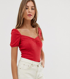 Красный топ с вырезом сердечком Miss Selfridge - Красный