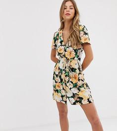 Чайное платье на пуговицах с цветочным принтом Miss Selfridge - Черный