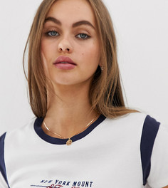 Белая футболка с вышивкой New York Pull&Bear - Белый