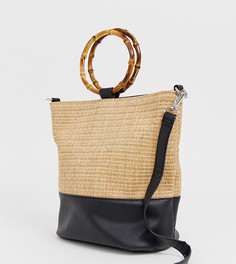 Светло-бежевая сумка-мешок с ручками под бамбук New Look - Светло-бежевый