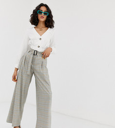 Брюки в клетку с широкими штанинами и завышенной талией River Island - Мульти