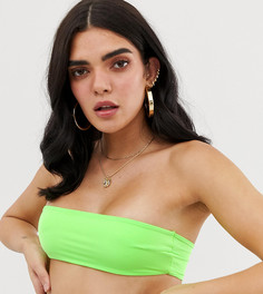 Неоново-зеленый бикини-топ бандо Boohoo - Зеленый
