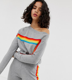 Серый свитшот с разноцветными полосками River Island - Серый