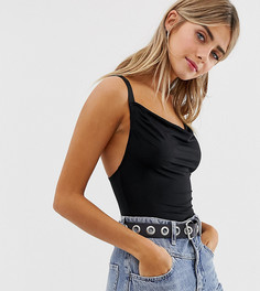 Черное боди со свободным воротом Bershka - Черный