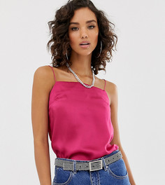 Розовый атласный топ на бретельках Na-kd - Розовый