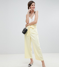 Широкие укороченные брюки с поясом River Island - Желтый