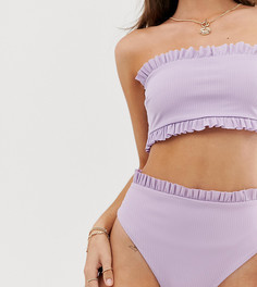 Плавки бикини сиреневого цвета с оборками PrettyLittleThing - Фиолетовый