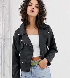 Черная байкерская oversize-куртка из искусственной кожи River Island - Черный