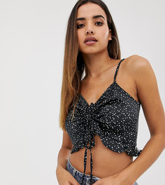 Кроп-топ в горошек с оборками и сборками спереди Missguided - Мульти