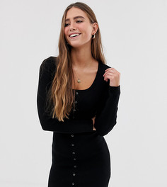 Черное трикотажное платье в рубчик Bershka - Черный