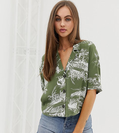 Зеленая свободная рубашка с тропическим принтом Pull&Bear - Зеленый