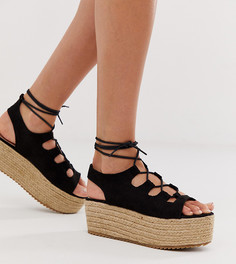 Черные босоножки на платформе со шнуровкой New Look - Черный