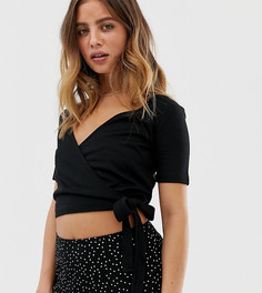 Черный кроп-топ с запахом Bershka - Черный