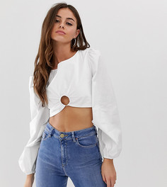 Белая укороченная блузка с кольцом PrettyLittleThing - Белый