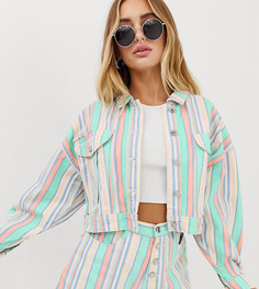 Укороченная джинсовая куртка в пастельную полоску Missguided - Мульти