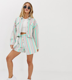 Джинсовые шорты в винтажном стиле в пастельную полоску Missguided - Мульти