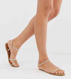 Нюдовые асимметричные сандалии с отделкой стразами New Look - Кремовый