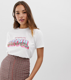 Белая футболка с принтом Seoul Pull&Bear - Белый