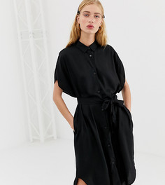 Черное платье-рубашка с заниженной линией плеч Monki - Черный