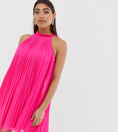 Ярко-розовое свободное платье с плиссировкой River Island - Розовый