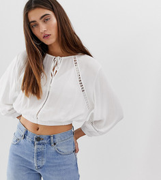 Кроп-топ кремового цвета с ажурными вставками Pull&Bear - Кремовый