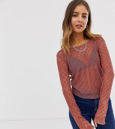 Розовый сетчатый топ с отделкой бисером Bershka - Розовый