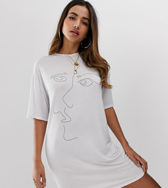 Белое платье-футболка с принтом Boohoo - Белый
