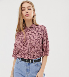 Свободная базовая рубашка с тропическим принтом Pull&Bear - Розовый