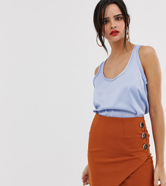 Голубой топ с атласной вставкой River Island - Синий