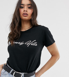 Черная футболка с надписью Beverly Hills Boohoo - Черный