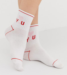 Белые спортивные носки из органического хлопка Monki Love you - Белый
