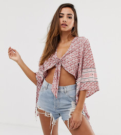 Розовый топ с цветочным принтом и широкими рукавами PrettyLittleThing - Мульти