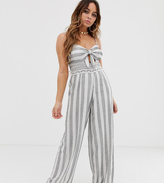Комбинезон в полоску с поясом River Island - Кремовый
