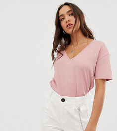 Розовая футболка с v-образным вырезом Stradivarius - Розовый
