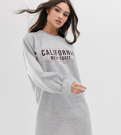 Серое платье-свитшот с принтом California Boohoo - Зеленый