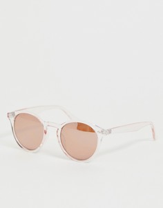 Золотистые солнцезащитные очки в круглой оправе с розовыми стеклами New Look - Золотой