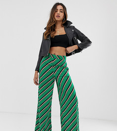 Зеленые широкие брюки в полоску Boohoo - Мульти