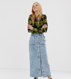 Выбеленная джинсовая юбка миди в винтажном стиле Reclaimed Vintage inspired - Синий