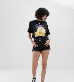 Черные шорты в винтажном стиле с рваной отделкой Pull&Bear - Черный