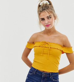 Оранжевый топ в рубчик с открытыми плечами Bershka - Оранжевый