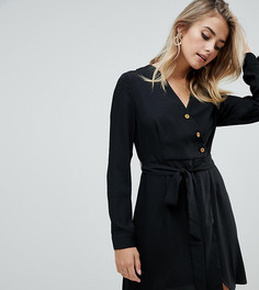 Черное короткое приталенное платье на пуговицах PrettyLittleThing - Черный