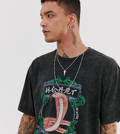 Oversize-футболка со змеиным принтом Heart & Dagger - Черный